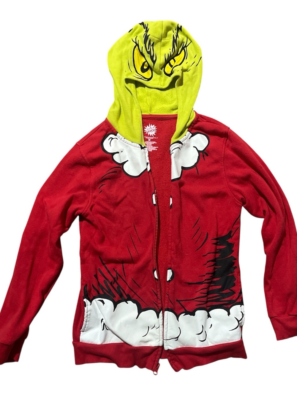 Kids Grinch Red & Lime Hooded Zip-Up Sweatshirt